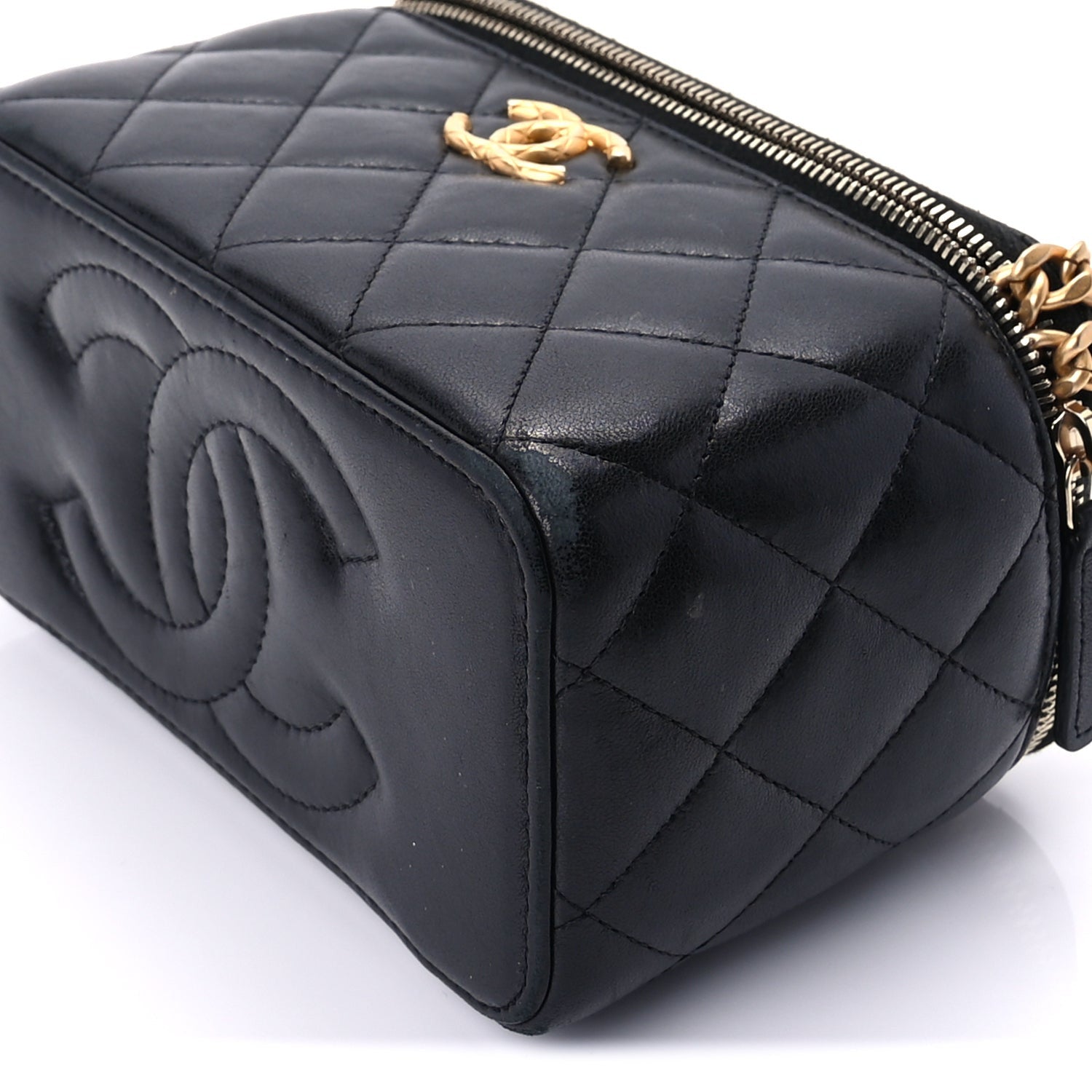 Chanel Lambskin Quilted Pearl Crush Small Vanity Case With Chain Black 8 of 8