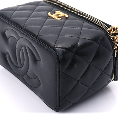 Chanel Lambskin Quilted Pearl Crush Small Vanity Case With Chain Black 8 of 8