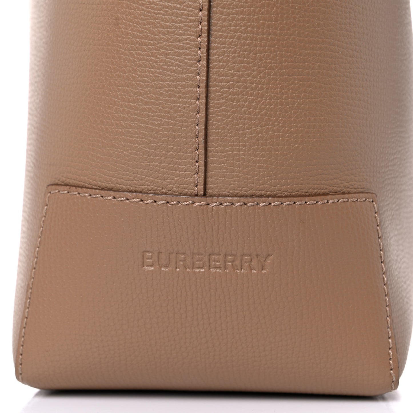 Calfskin TB Motif Embossed Medium Tote Camel