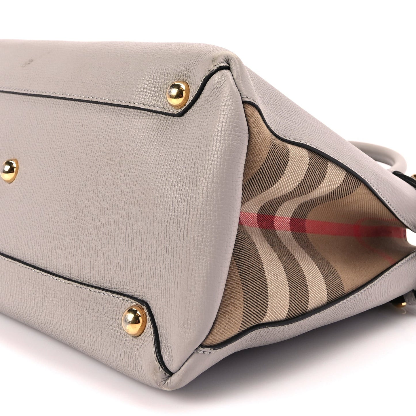 Derby Calfskin House Check Medium Banner Tote  Pale Grey