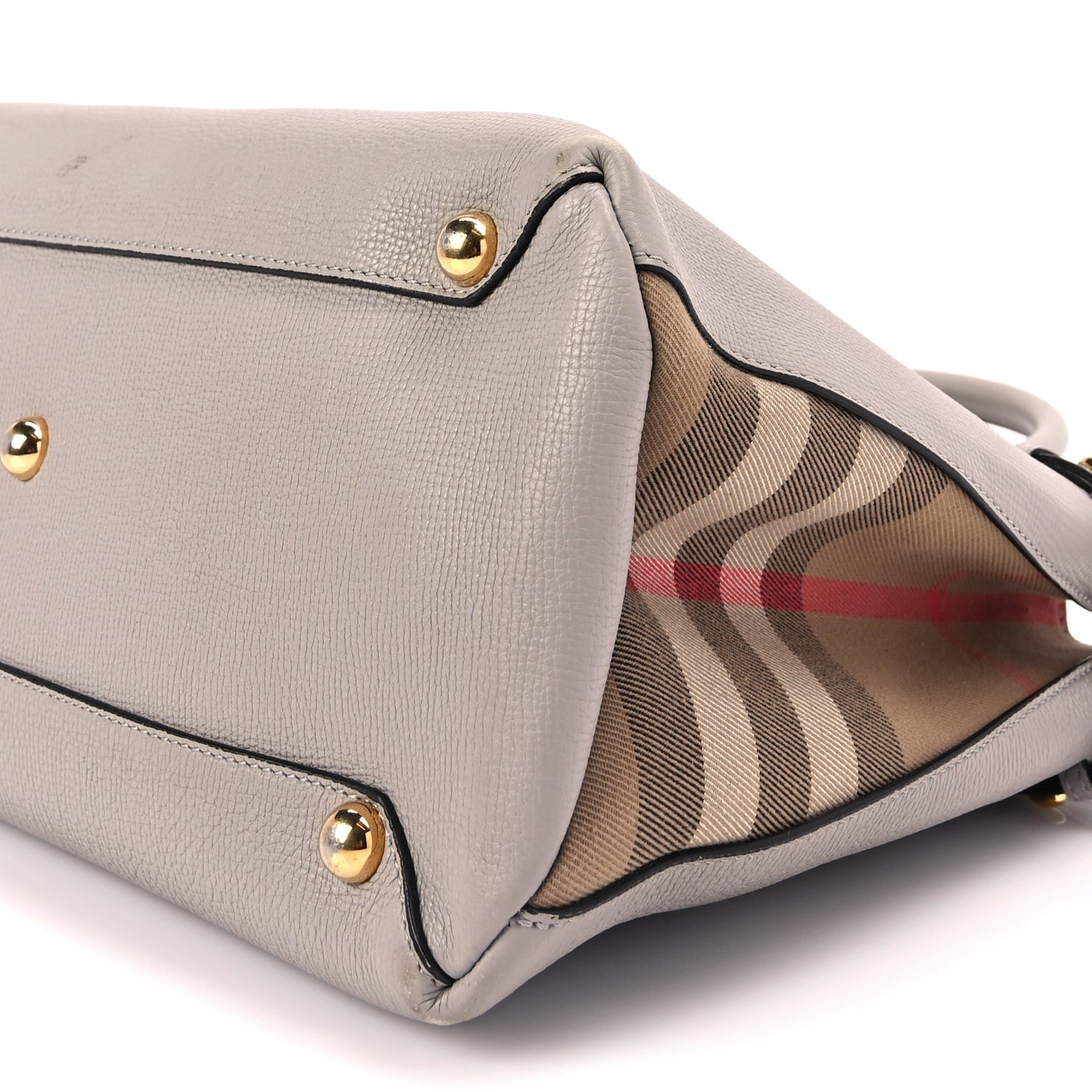 Burberry Derby Calfskin House Check Medium Banner Tote  Pale Grey 8 of 8