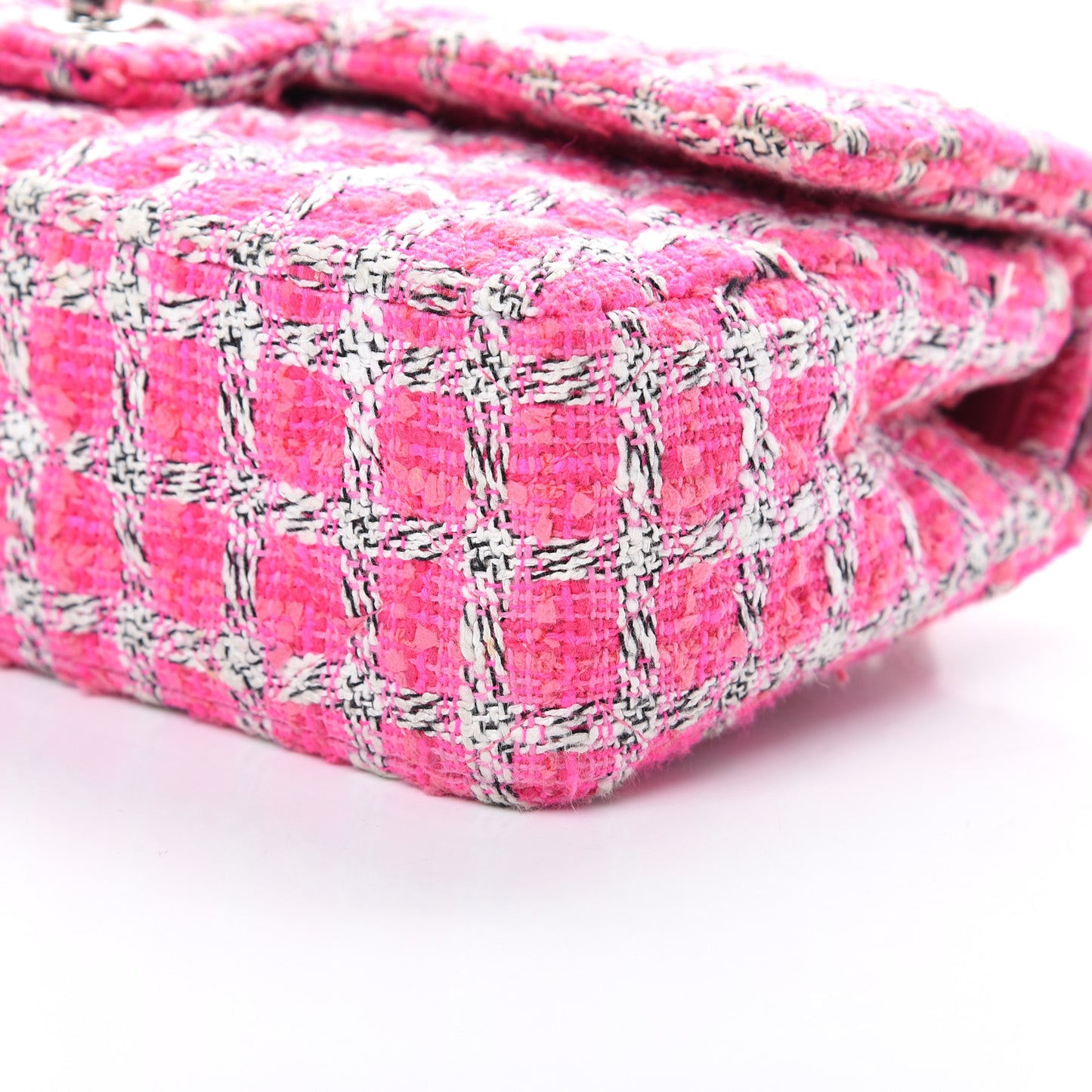Tweed Quilted Medium Double Flap Hot Pink
