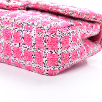 Chanel Tweed Quilted Medium Double Flap Hot Pink 9 of 9