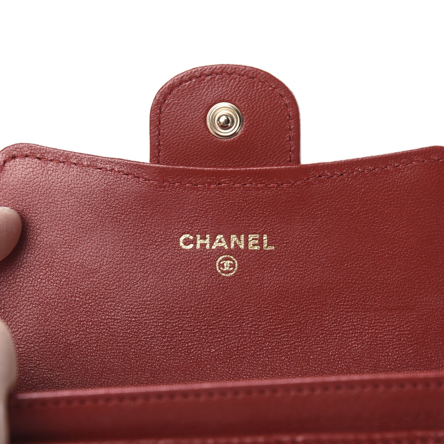 Chanel Lambskin Quilted Flap Card Holder Wallet Red 6 of 8