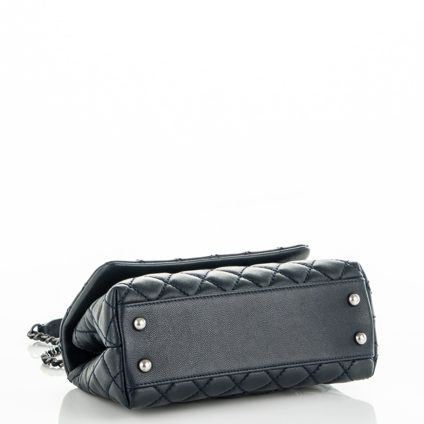 Caviar Lizard Quilted Mini Coco Handle Flap Navy