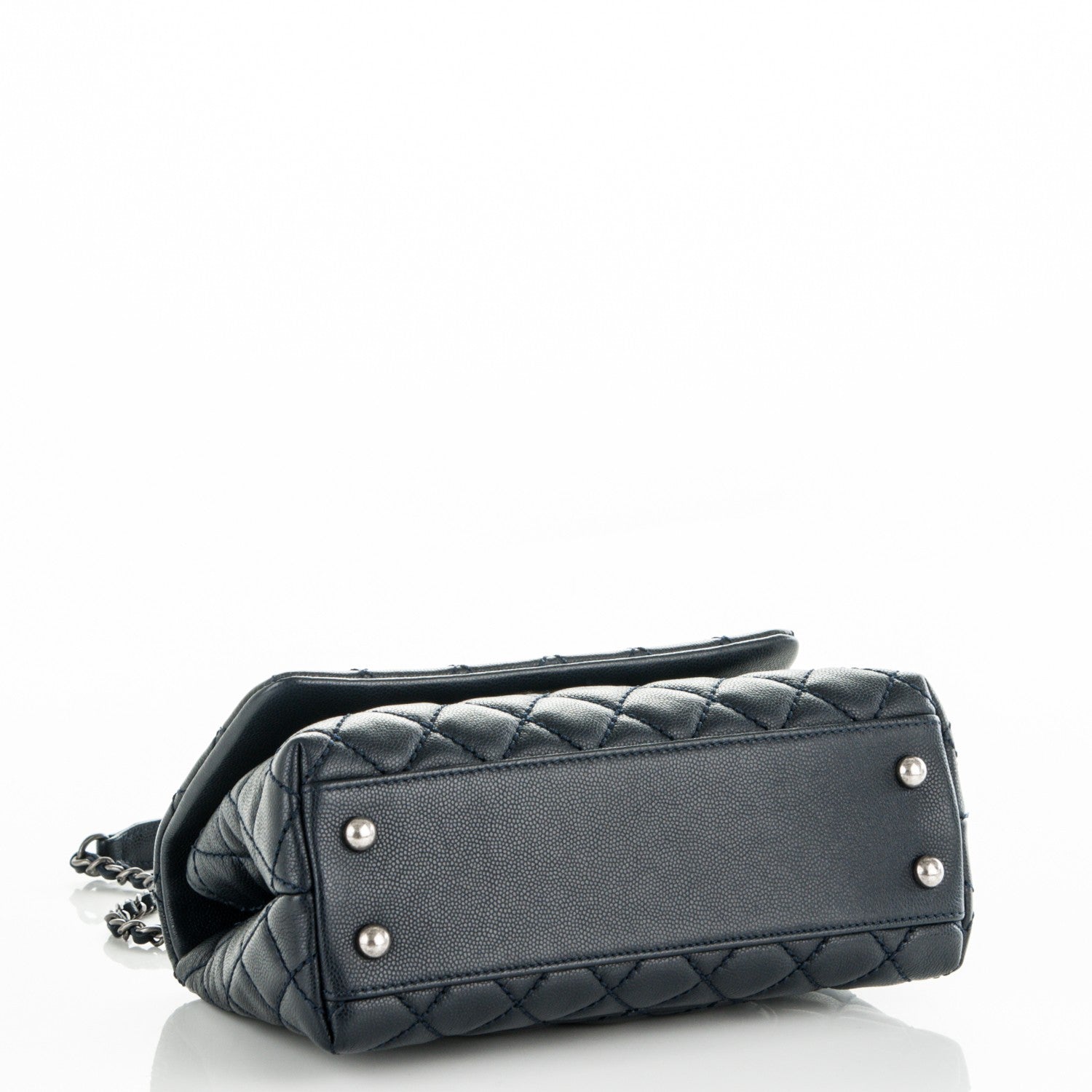 Chanel Caviar Lizard Quilted Mini Coco Handle Flap Navy 4 of 7
