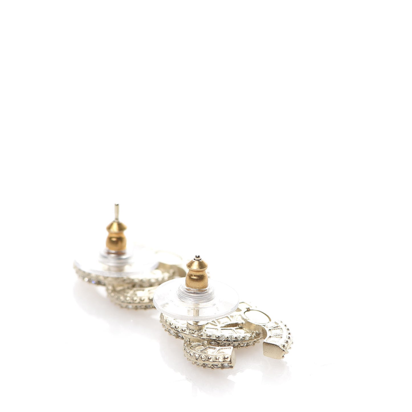 Crystal Textured CC Earrings Gold