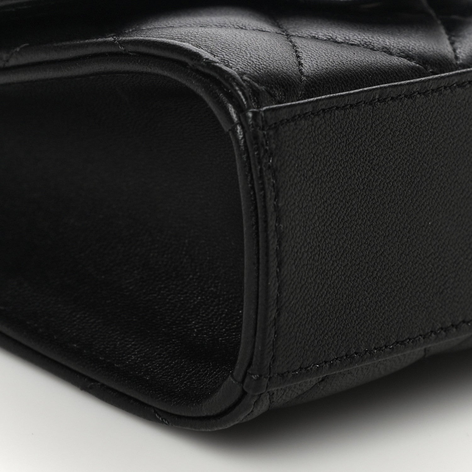 Chanel Lambskin Quilted Top Handle Flap Clutch With Chain Black 10 of 12