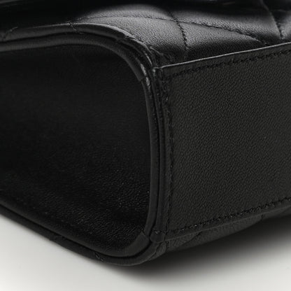 Chanel Lambskin Quilted Top Handle Flap Clutch With Chain Black 10 of 12