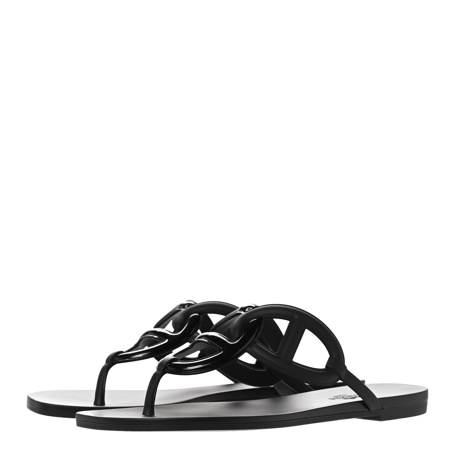 Hermes Rubber Womens Egerie Sandals 39 Black 3 of 9