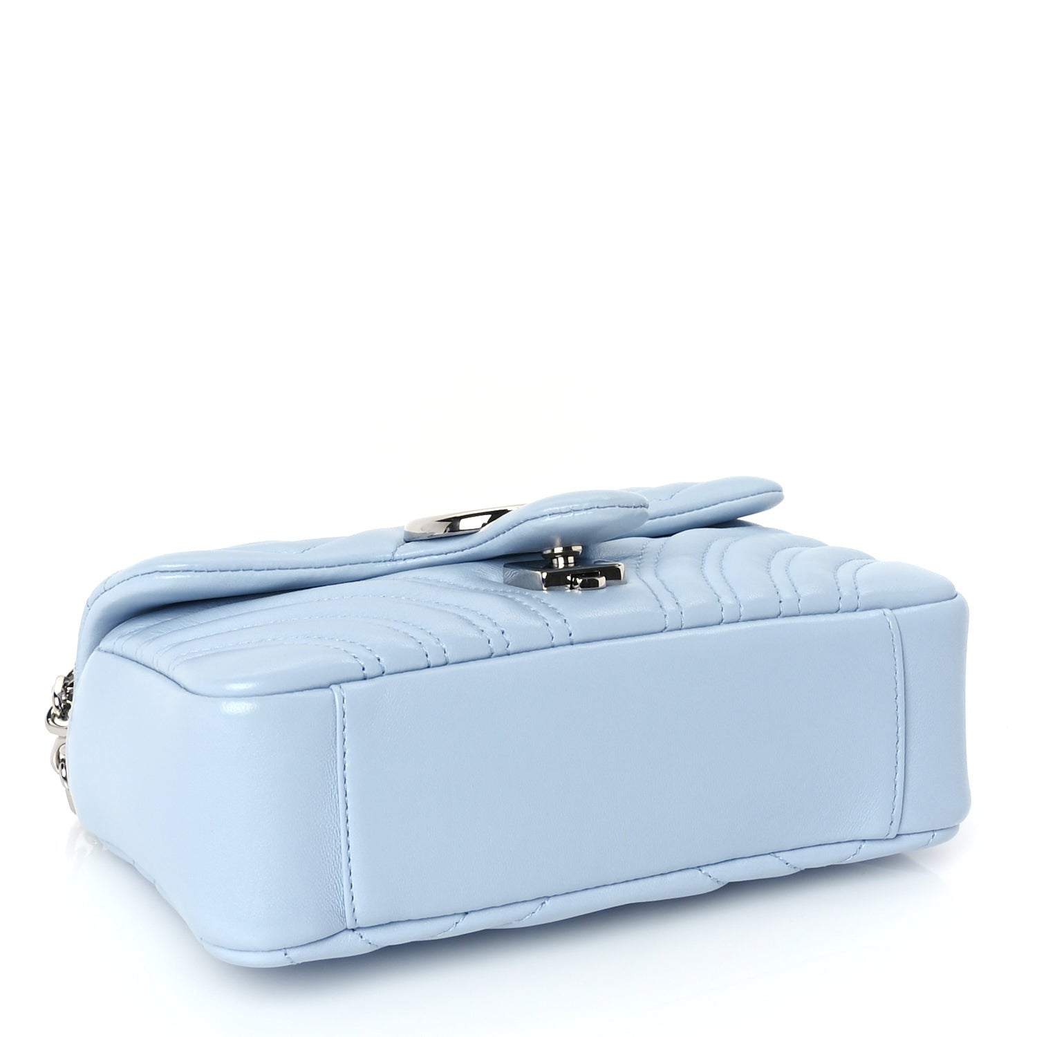 Gucci Lambskin Matelasse Small GG Marmont Shoulder Bag  Porcelain Light Blue 3 of 8