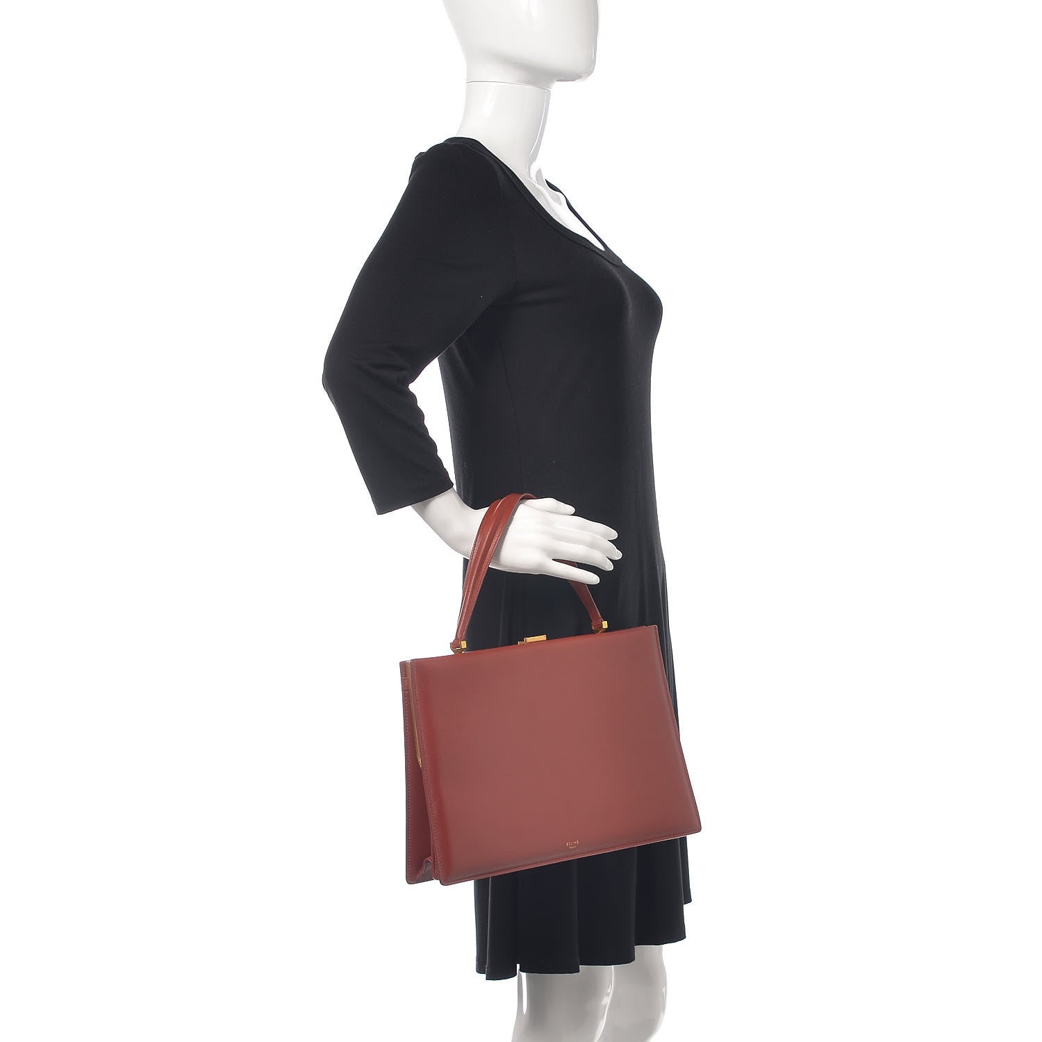 Celine Patina Box Calfskin Medium Clasp Bag Scarlet 2 of 8