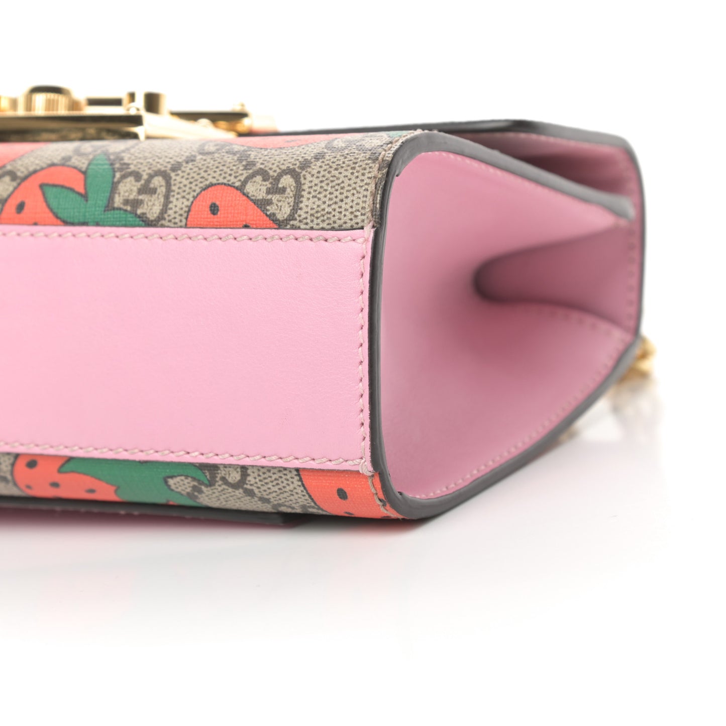 GG Supreme Monogram Strawberry Small Padlock Shoulder Bag