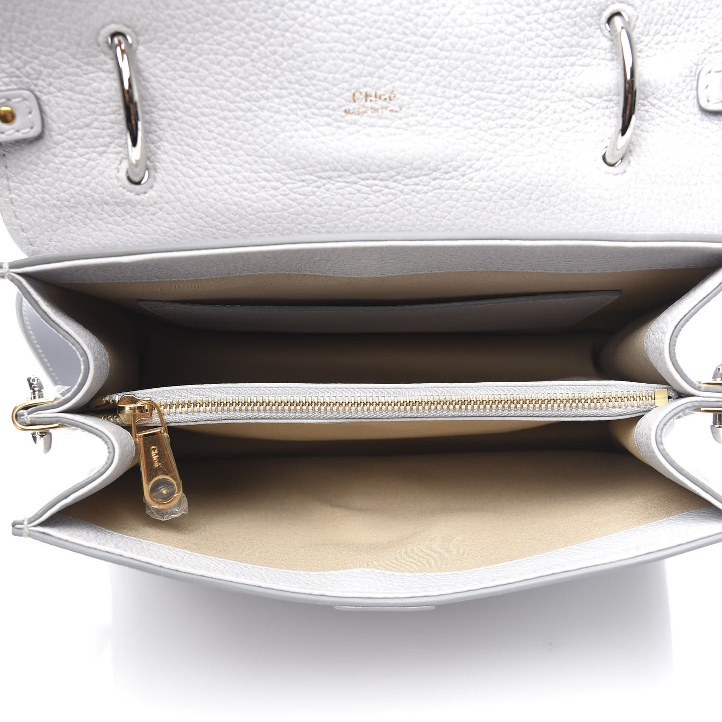 Shiny Grained Calfskin Medium Aby Day Shoulder Bag Airy Grey
