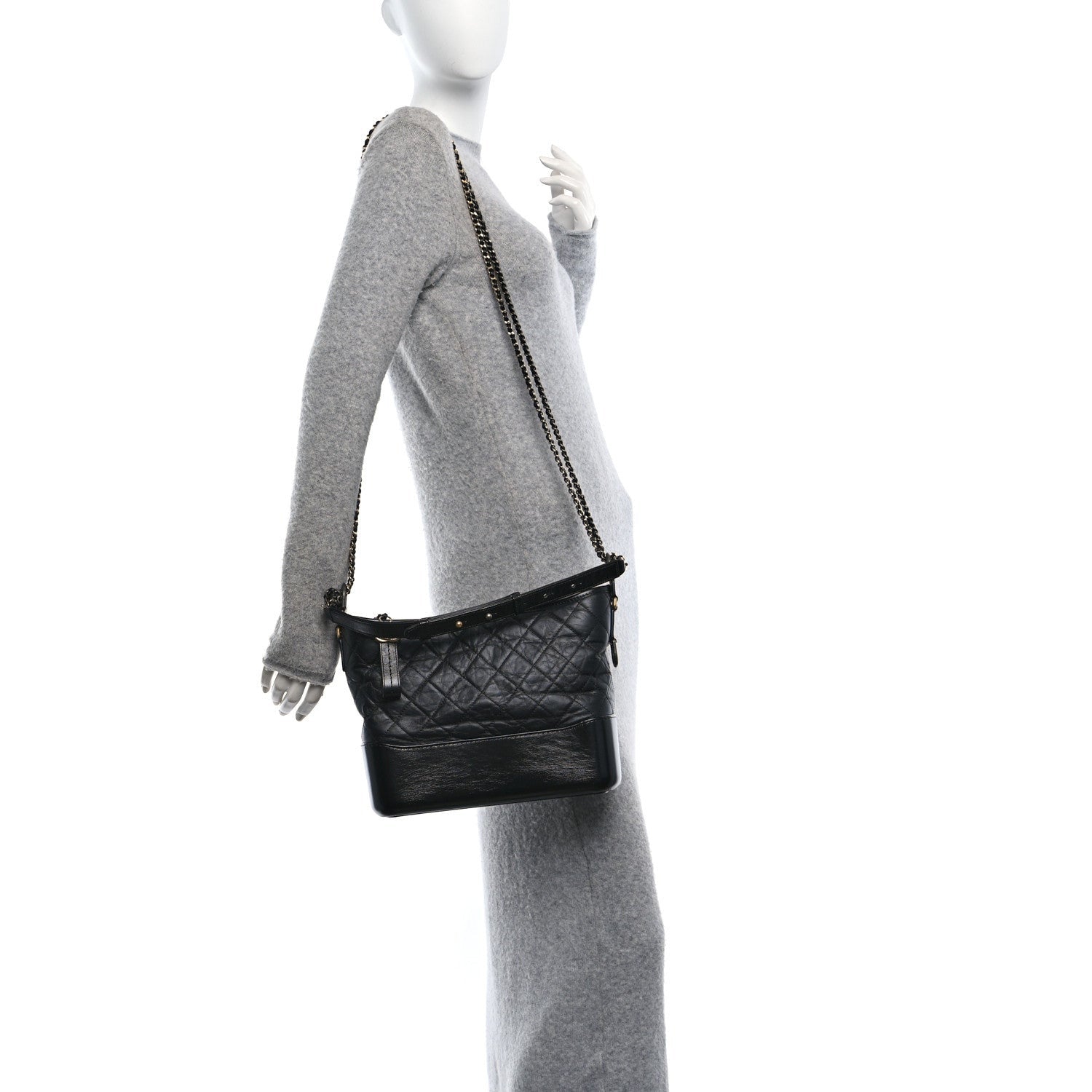Chanel Aged Calfskin Quilted Medium Gabrielle Hobo Black 2 of 7