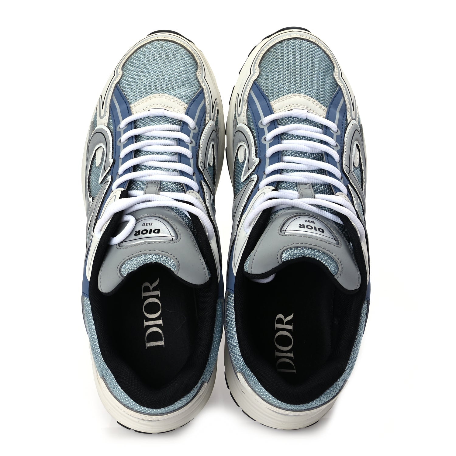 Christian Dior Technical Mesh Calfskin Mens B30 Sneakers 43 White Blue 7 of 9