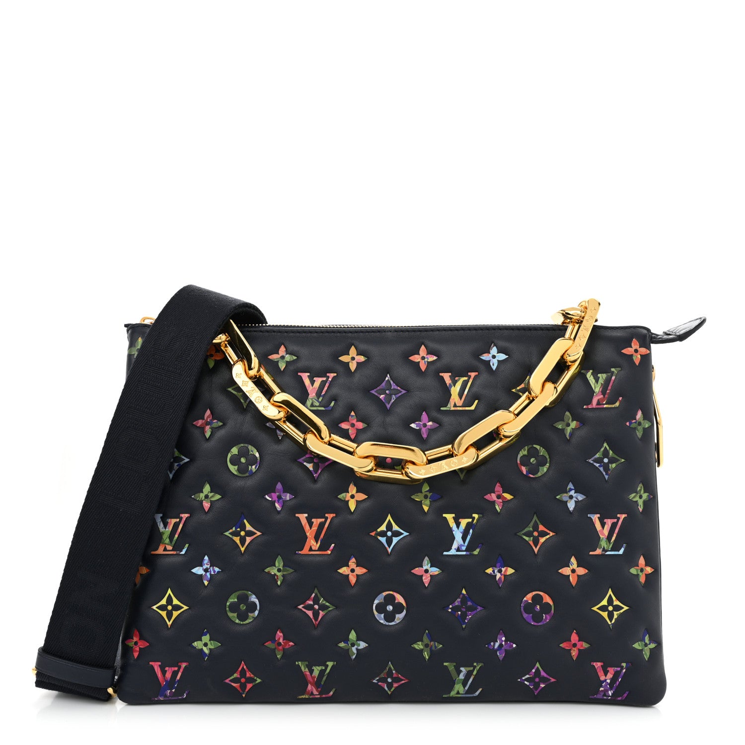 Louis Vuitton Lambskin Embossed Monogram LV Garden Coussin MM Navy Blue 1 of 10