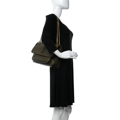 Saint Laurent Lambskin Matelasse Monogram Medium Niki Chain Satchel Seaweed 2 of 9