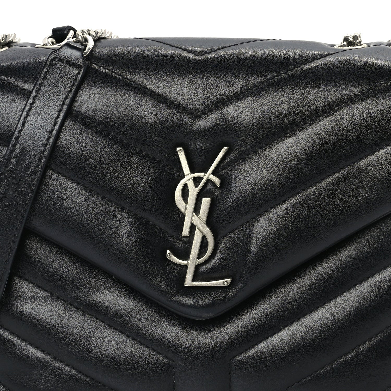 Saint Laurent Calfskin Y Quilted Monogram Small Loulou Chain Satchel Black 6 of 8