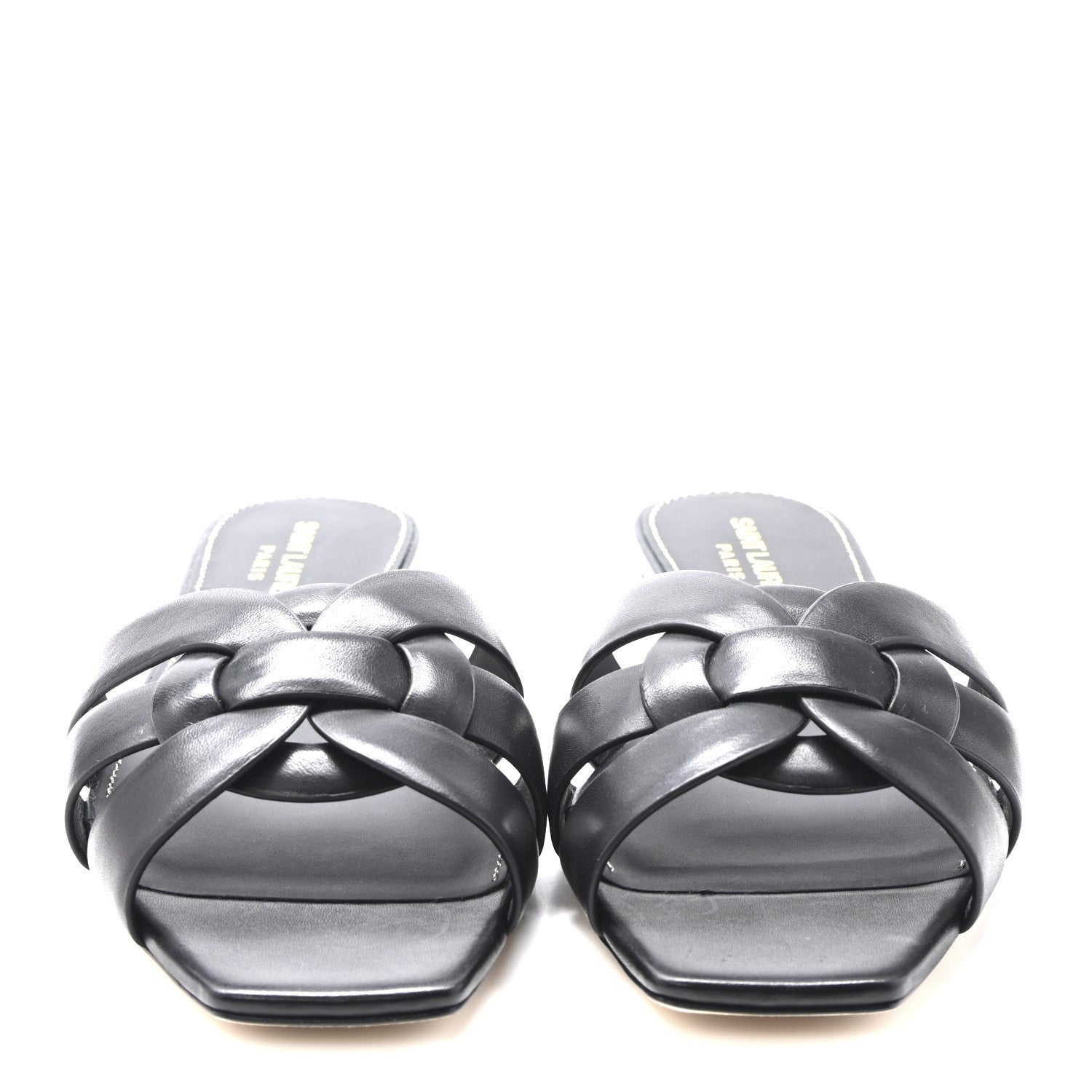 Saint Laurent Calfskin Tribute 05 Slide Sandals 38.5 Black 3 of 7