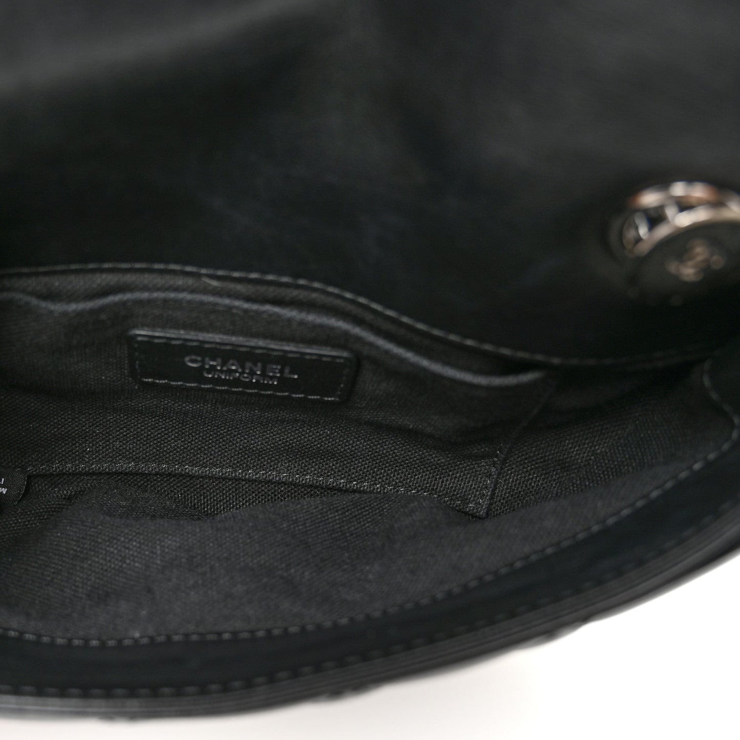 Calfskin Quilted CC Uniform Flap Belt Bag Black
