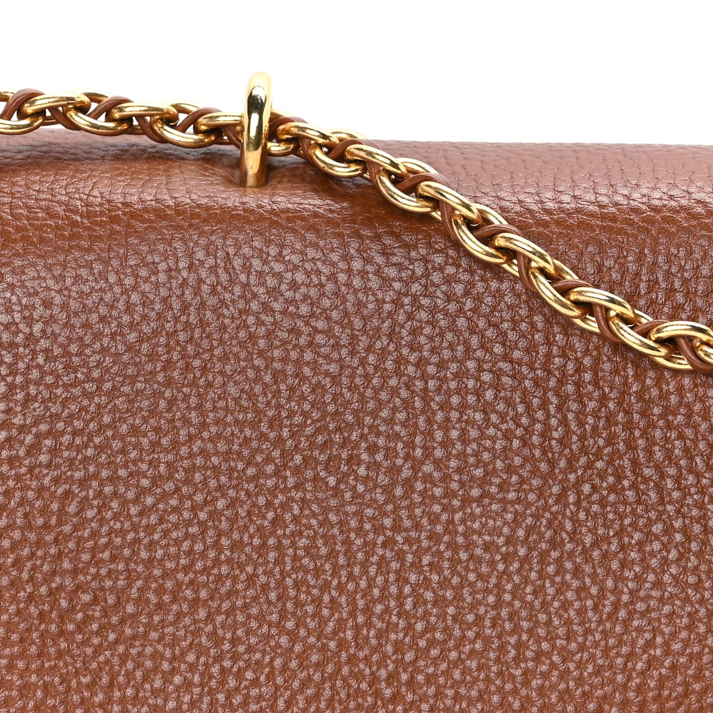Small Classic Grain Calfskin Medium Lily Flap  Oak