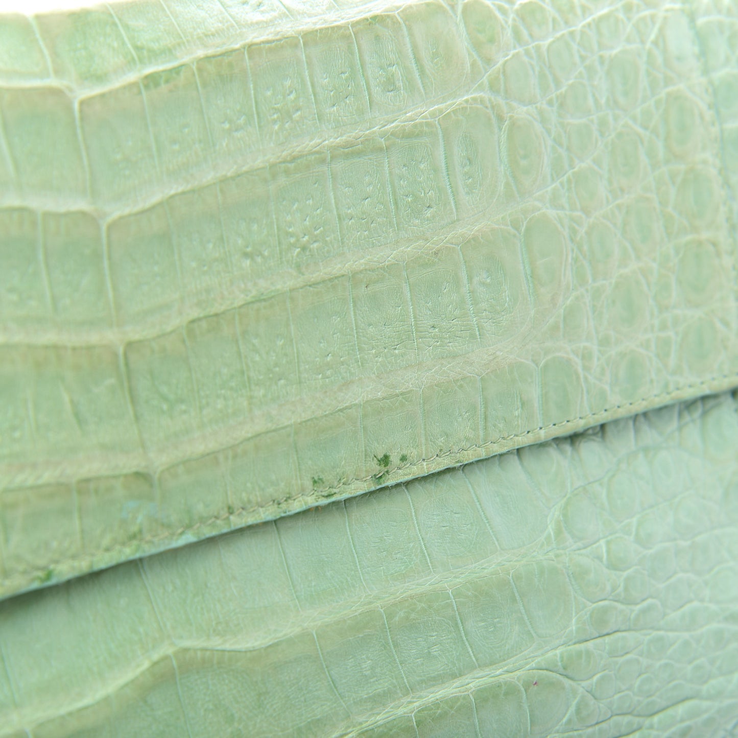 Crocodile Foldover Clutch Seafoam