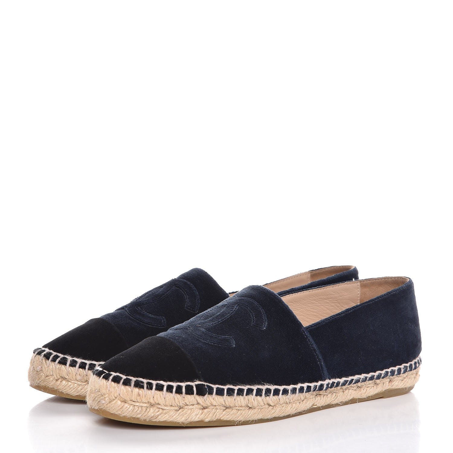 Chanel Velvet CC Espadrilles 41 Dark Navy Black 3 of 9