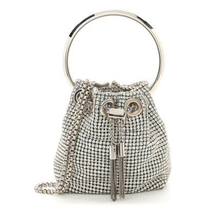 Jimmy Choo Satin Crystal Embellished Micro Bon Bon Bag Silver 1 of 10