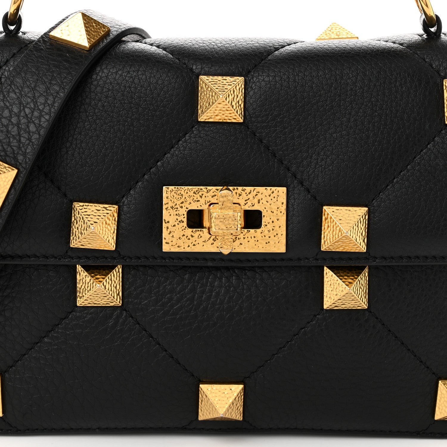 Valentino Garavani Grained Calfskin Medium Roman Stud Shoulder Bag Black 7 of 9