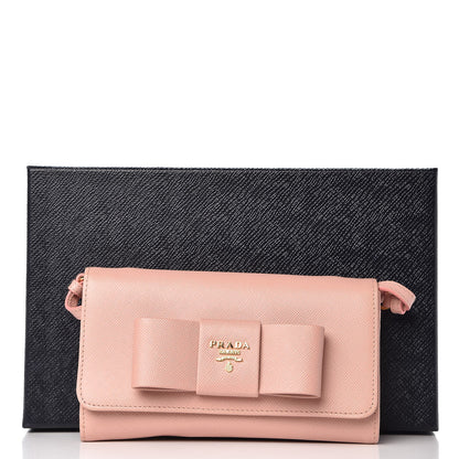 Prada Saffiano Fiocco Bow Flap Wallet Orchidea 8 of 8