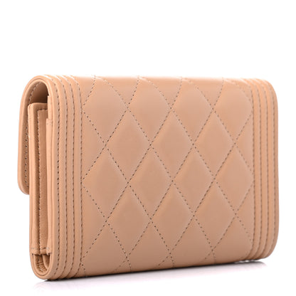 Chanel Lambskin Quilted Medium Boy Flap Wallet Beige 3 of 7