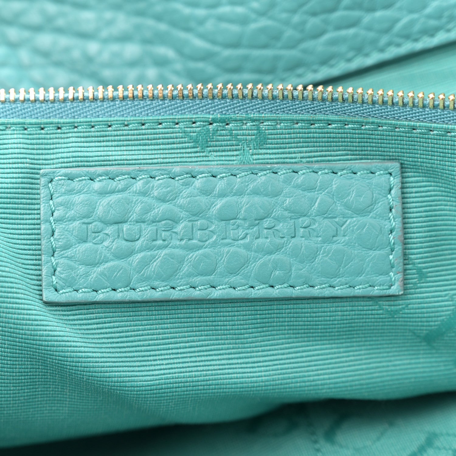 Burberry Heritage Grain Check Embossed Medium Dewsbury Tote Turquoise 6 of 7