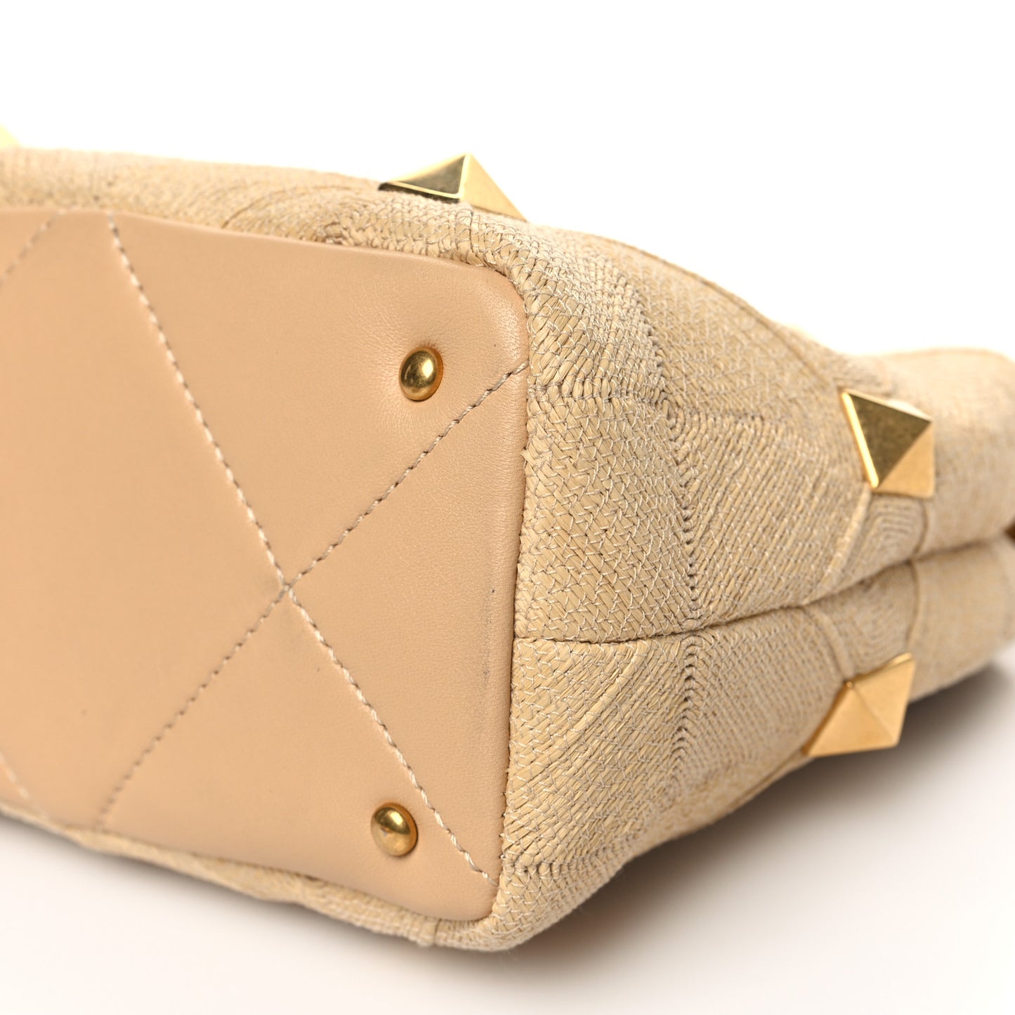 Raffia Small Roman Stud The Handle Bag Natural