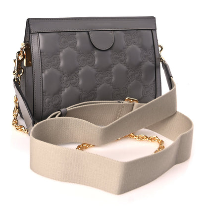 Gucci Calfskin GG Matelasse Small Slim Chain Shoulder Bag  Dusty Grey 2 of 9