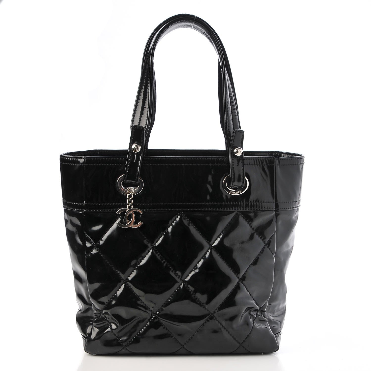 Chanel Vinyl Quilted Small Paris Biarritz Tote Black 1 of 7