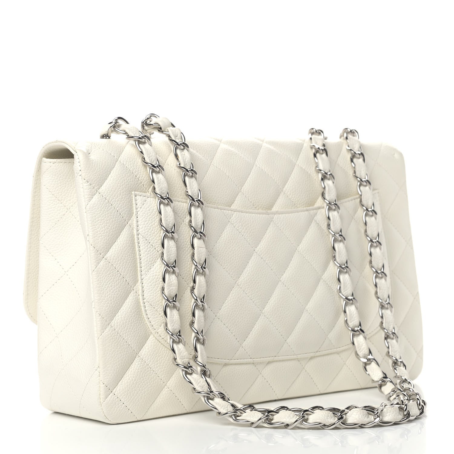 Chanel Caviar Quilted Jumbo Single Flap White 3 of 9