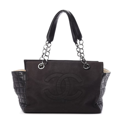 Chanel Lambskin Canvas Chocolate Bar CC Shopping Tote Black 1 of 14