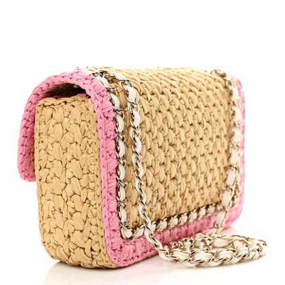 Chanel Raffia Chain Venice Beach Flap Bag Beige Pink 3 of 11