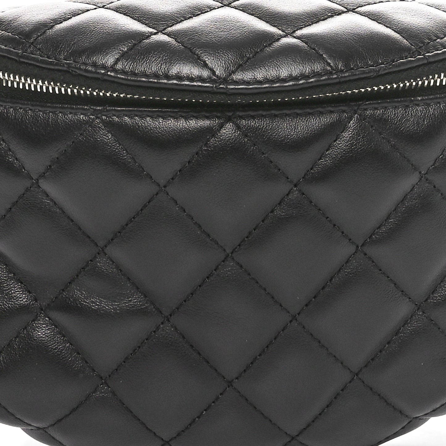 Calfskin Quilted Waist Belt Bag Black