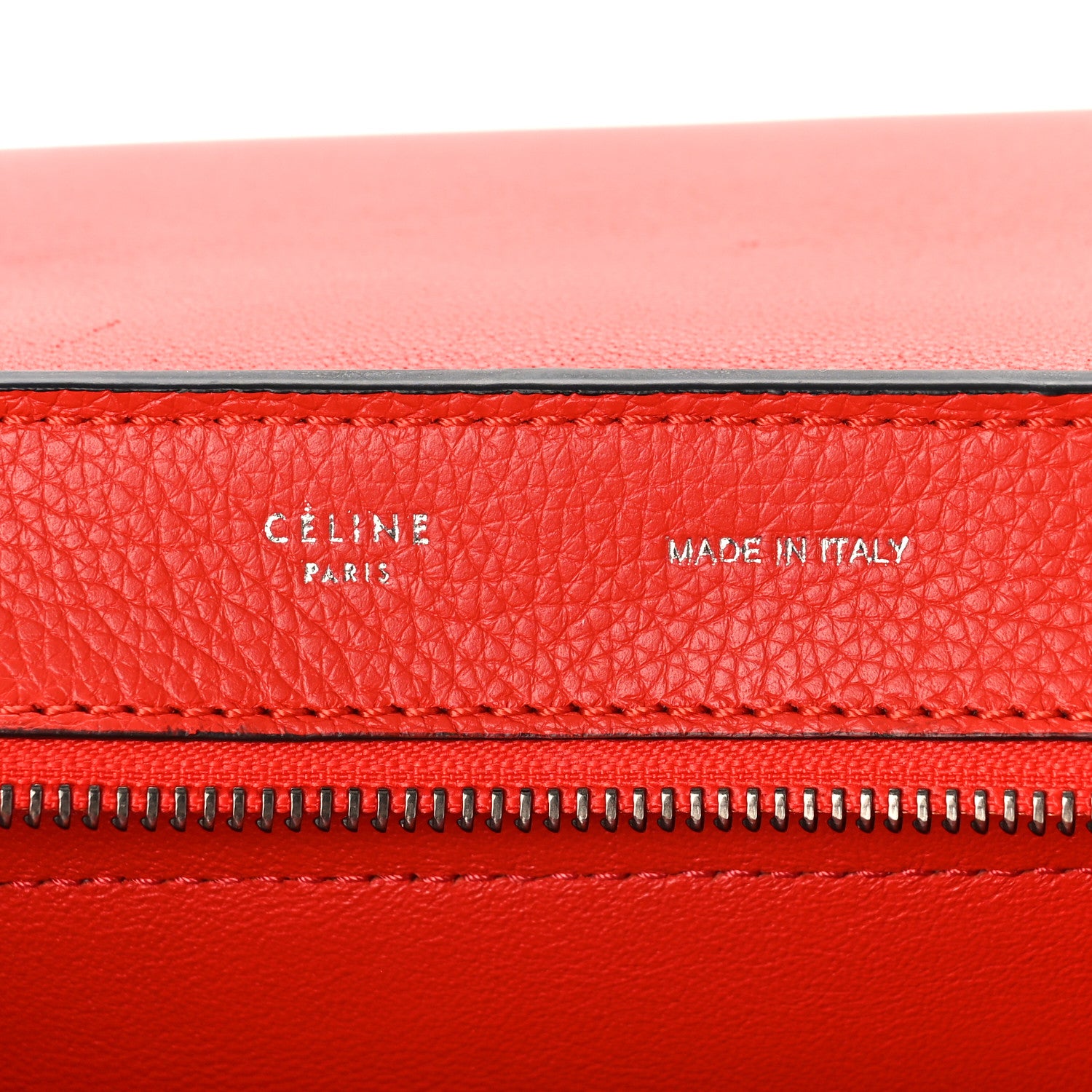 Celine Drummed Calfskin Suede Medium Trapeze Coquelicot 6 of 9