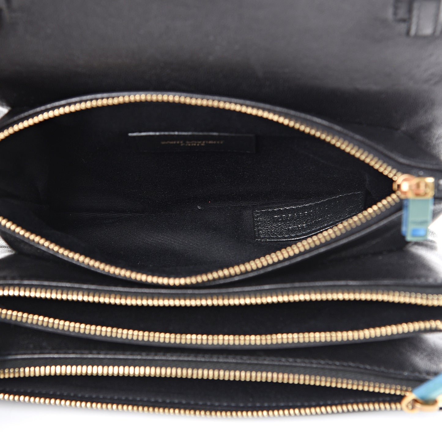 Lambskin Diamond Quilted Monogram Angie Chain Bag Black
