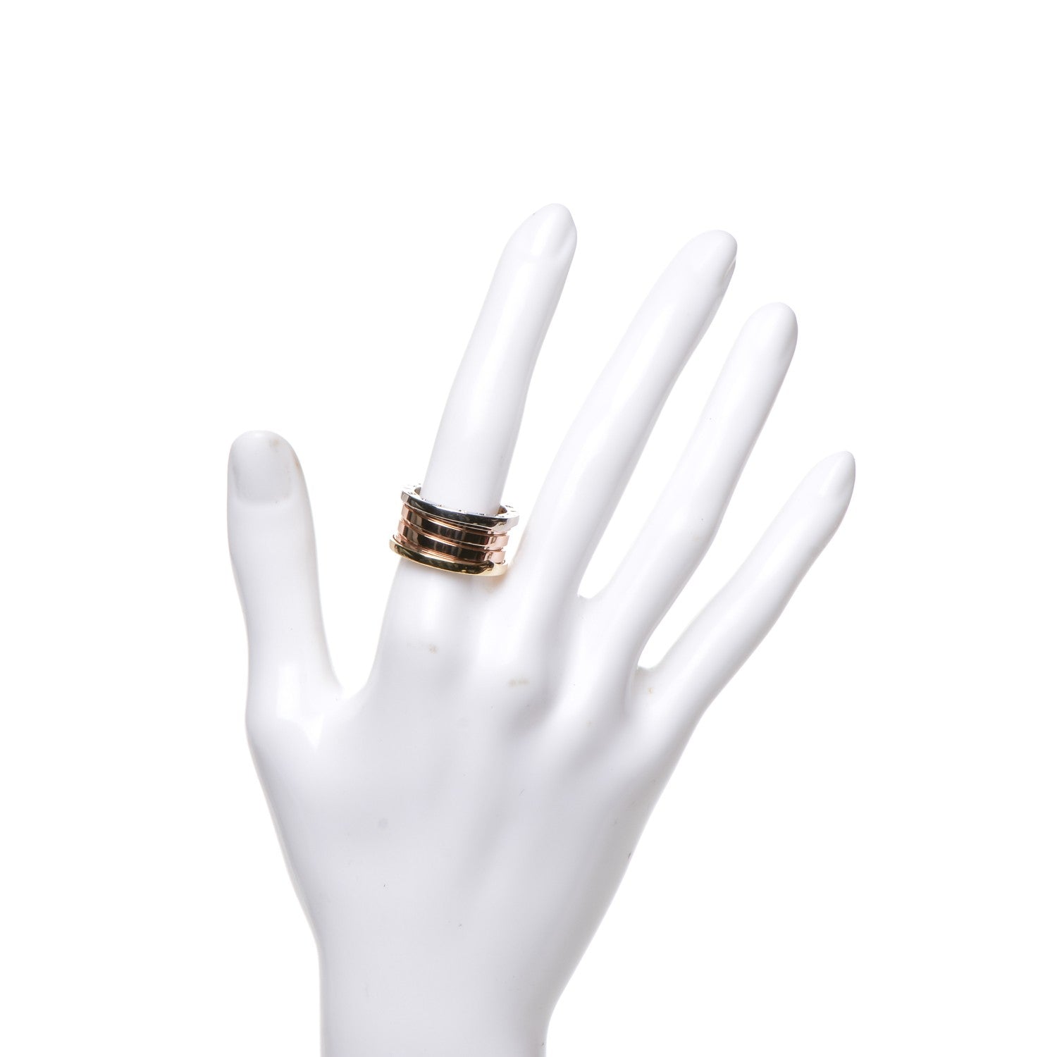 Bulgari 18K Rose White Yellow Gold B.Zero1 Four-Band Ring 55 7.25 2 of 7