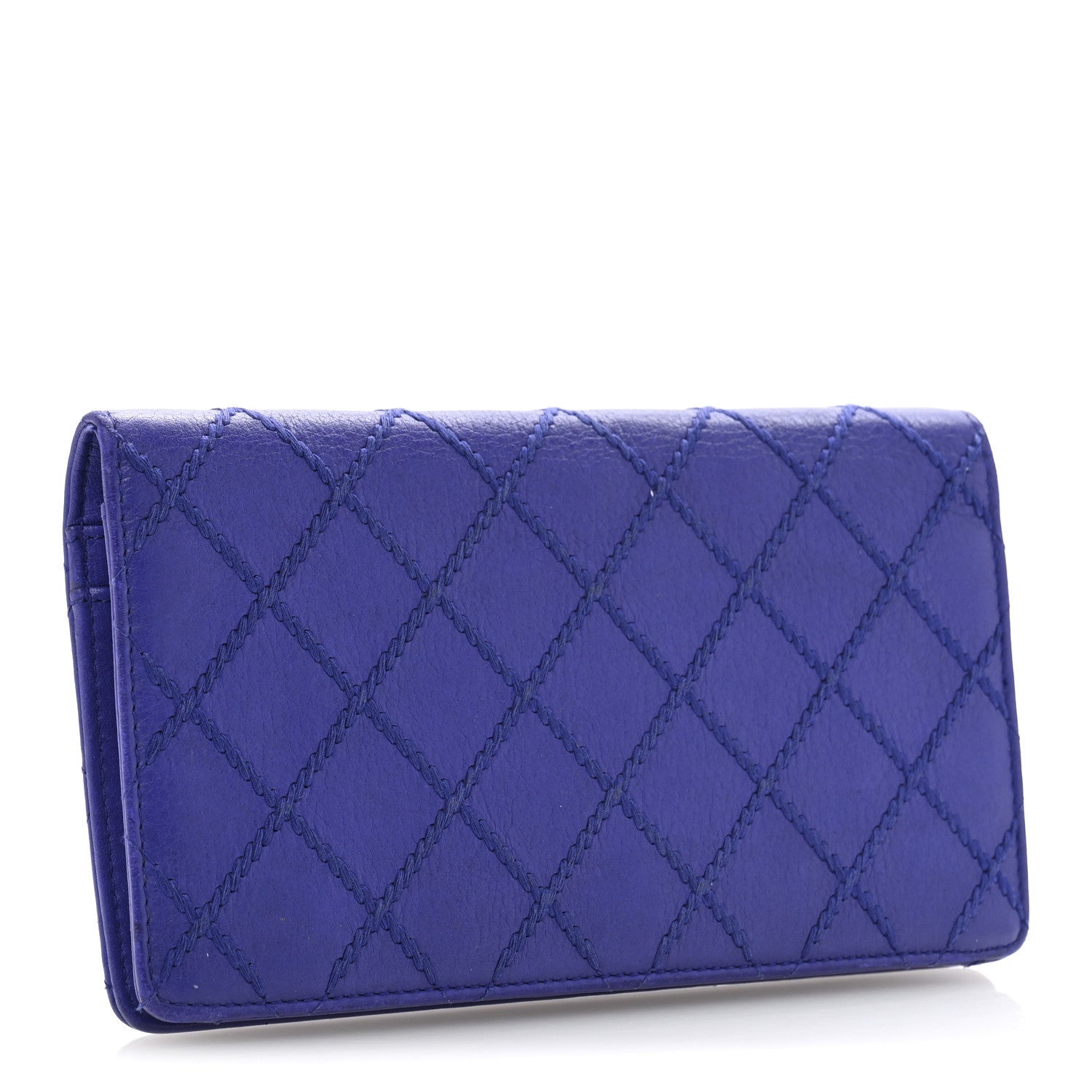 Chanel Calfskin Stitched Fancy CC Yen Wallet Blue 3 of 7