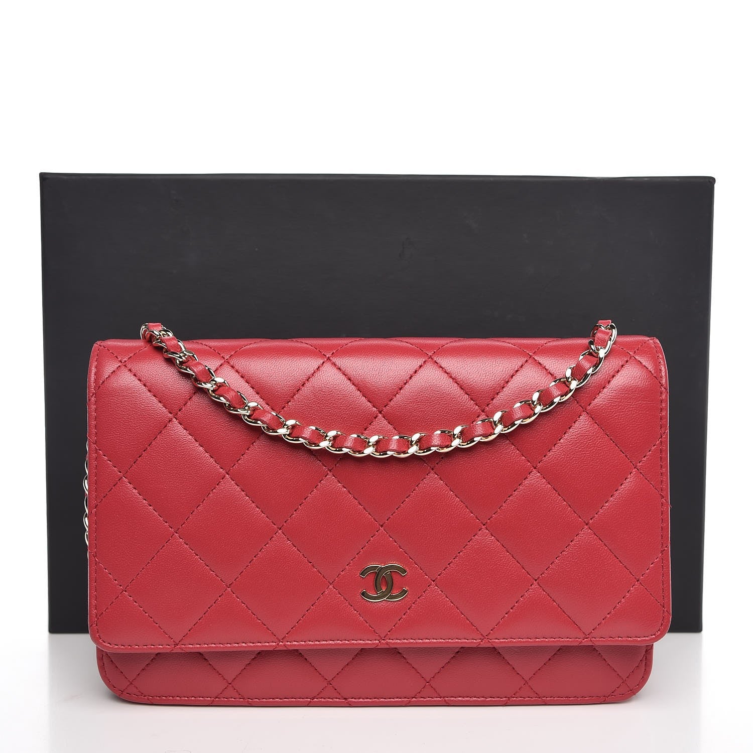 Chanel Lambskin Quilted Wallet On Chain WOC Pink 9 of 9