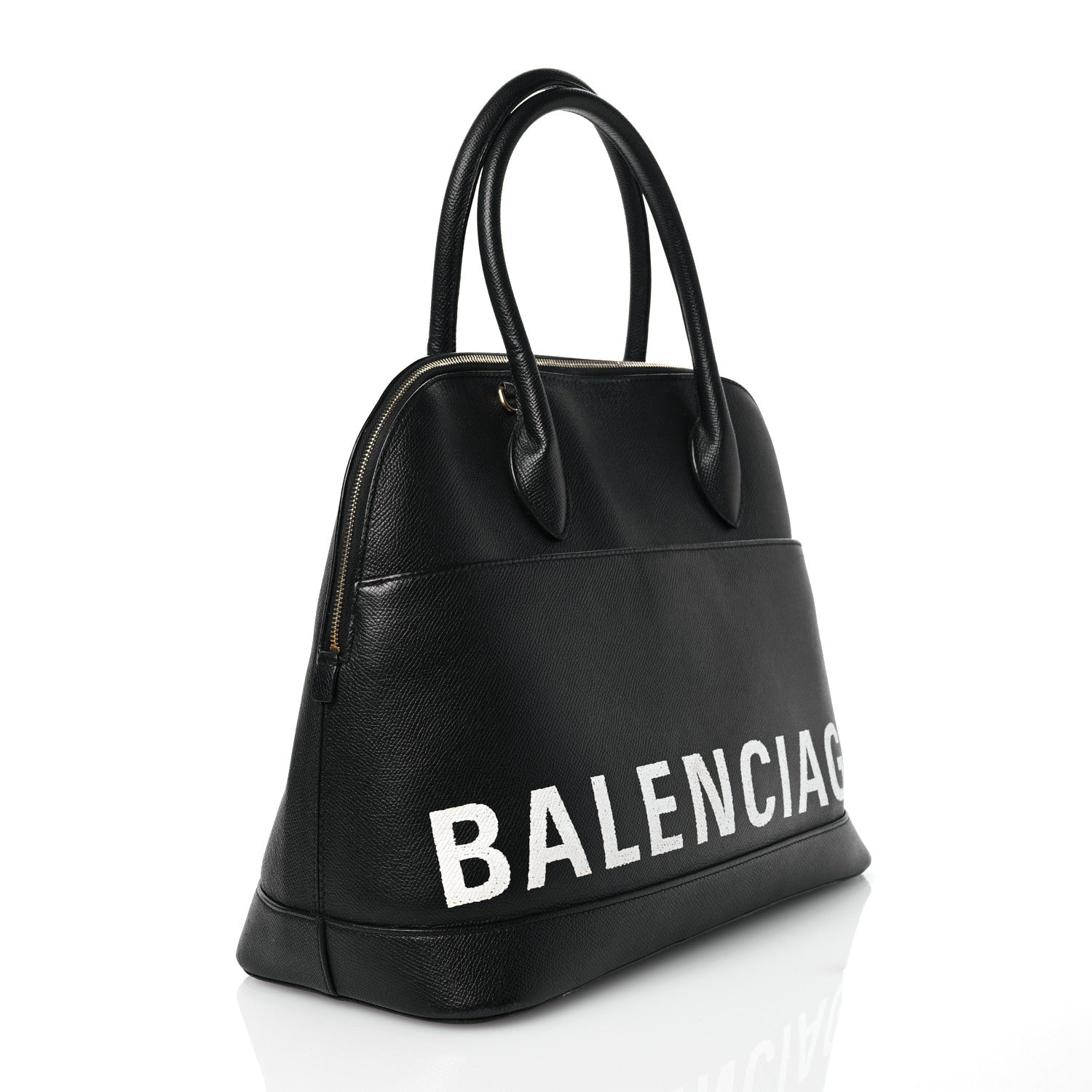Balenciaga Signature Grained Calfskin Logo M Ville Top Handle Bag Black 3 of 17