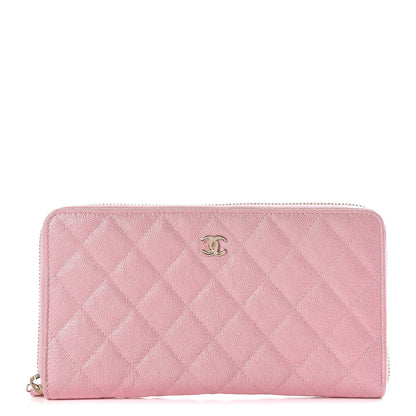 Chanel Iridescent Caviar Quilted Large Zip Around Organizer Wallet Pink 1 of 11