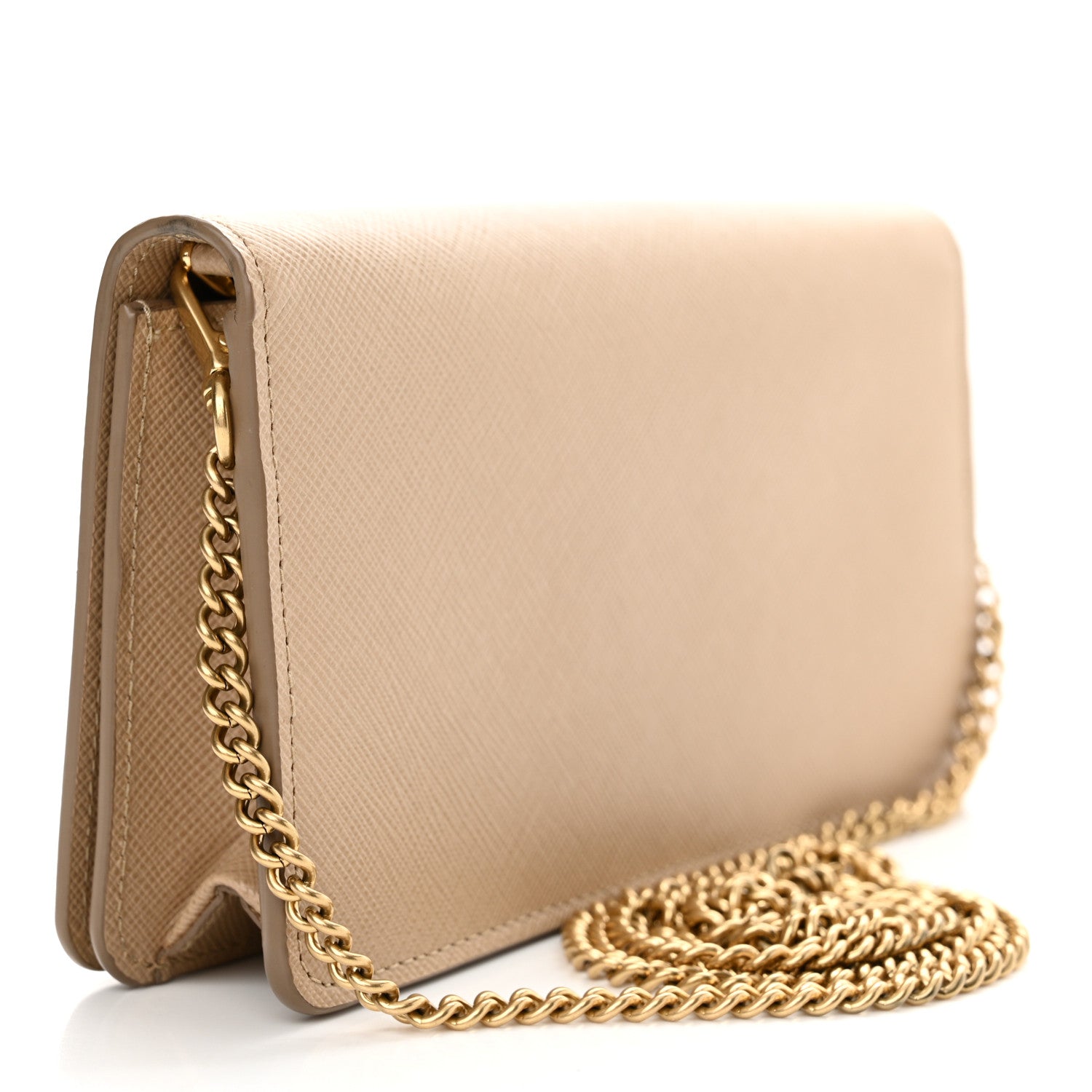 Prada Saffiano Lux Chain Wallet Cipria 3 of 10