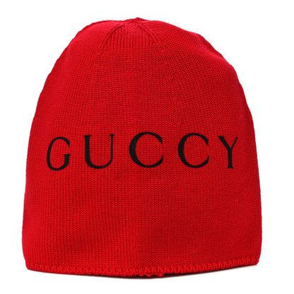 Gucci Wool GUCCY Cat Beanie Hat M Red Black 3 of 5