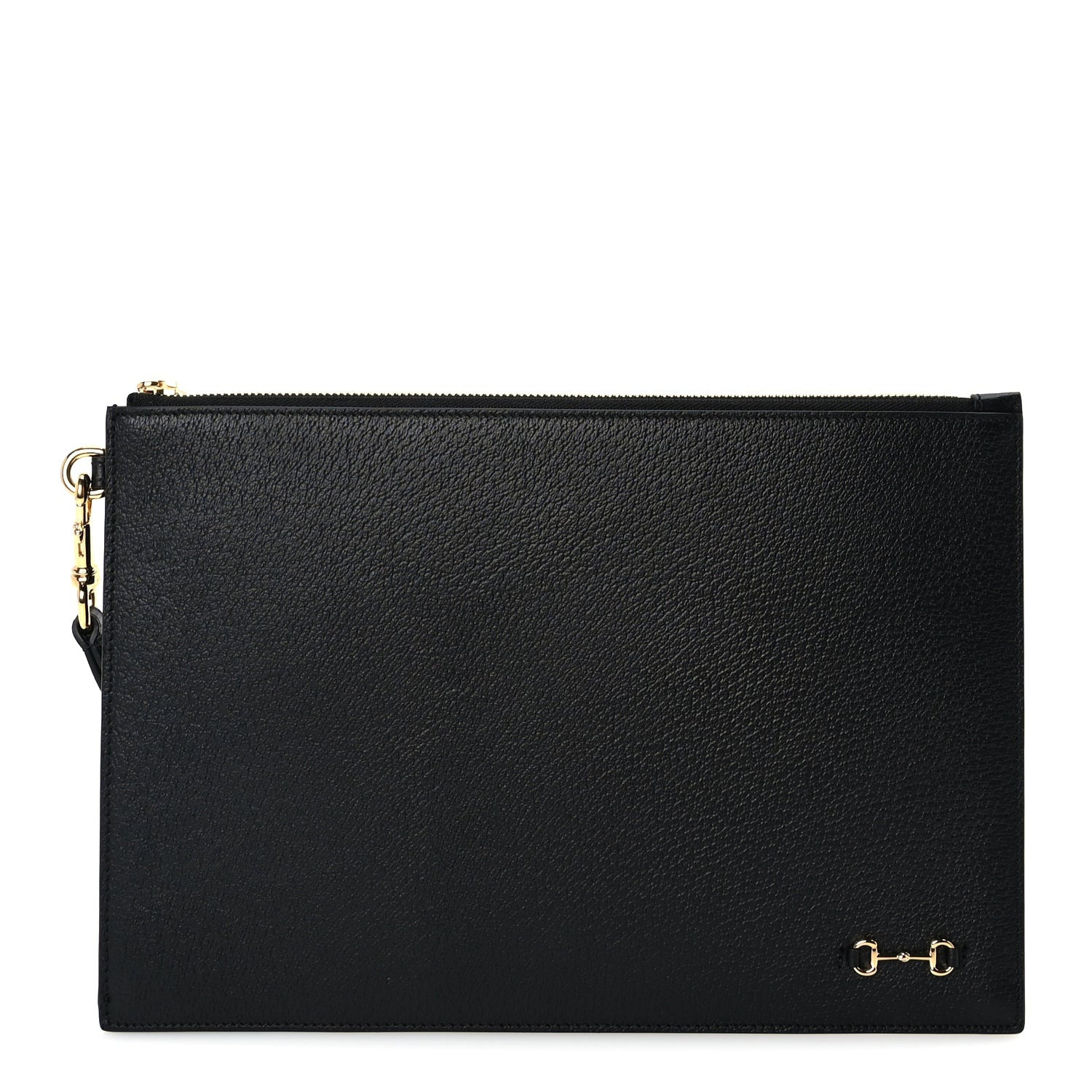 Gucci Calfskin Horsebit 1955 Wristlet Pouch  Black 1 of 7